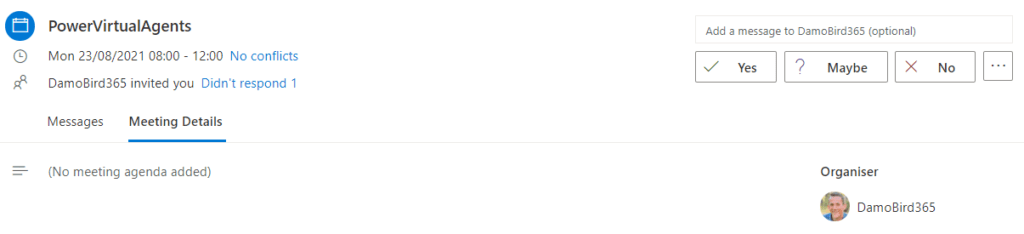 Calendar invite email