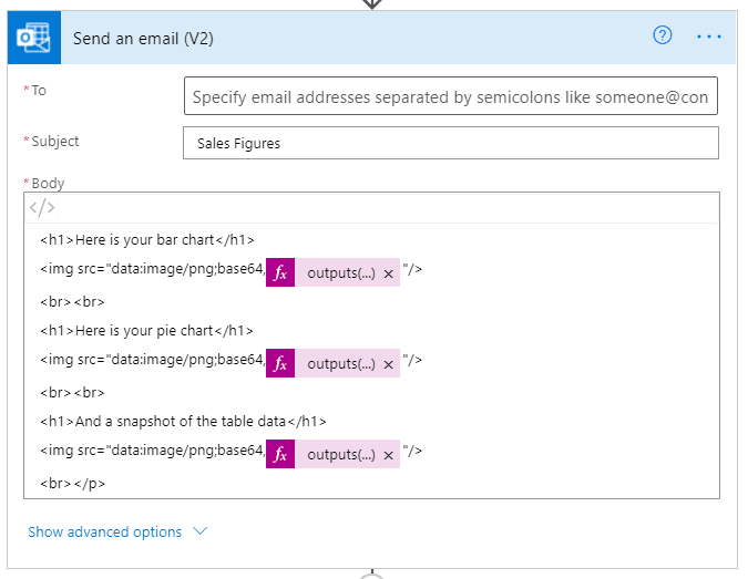 Embed images into email in PowerAutomate