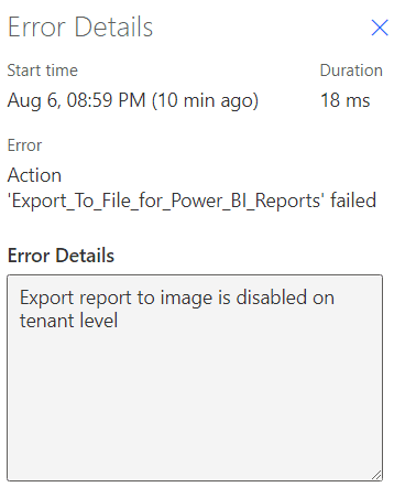 Export report to image is disabled on tenant level