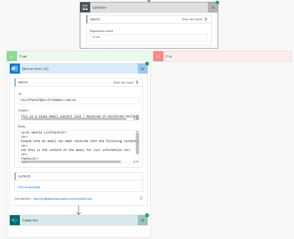 Email with dynamic variables Power Automate