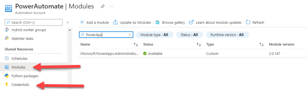 PowerApps Admin module 
