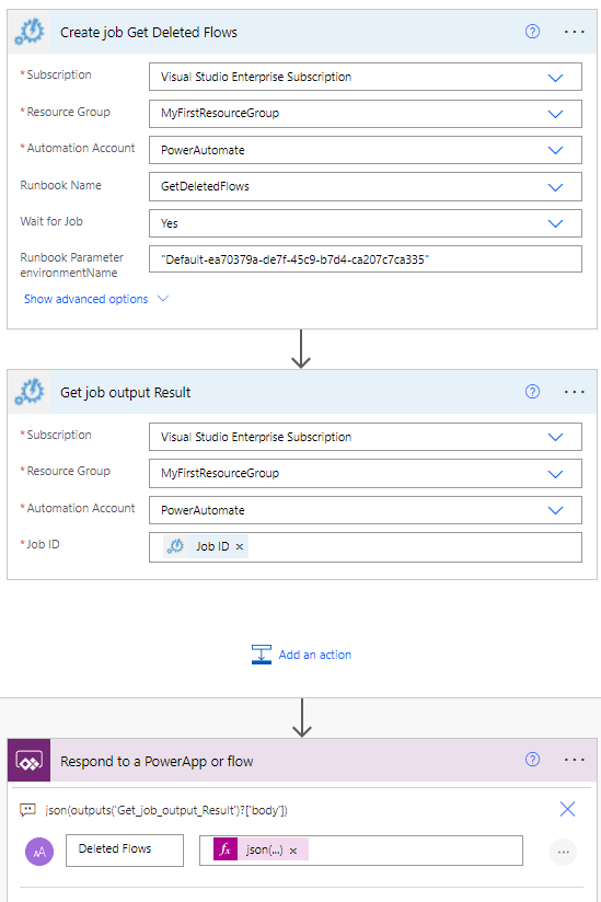 Flow Triggered from PowerApps to get an array of deleted flows